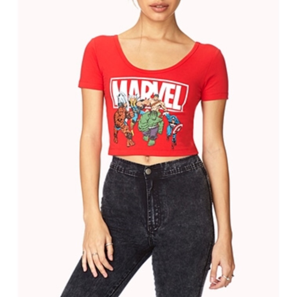 Red Marvel superheroes crop top 🍒